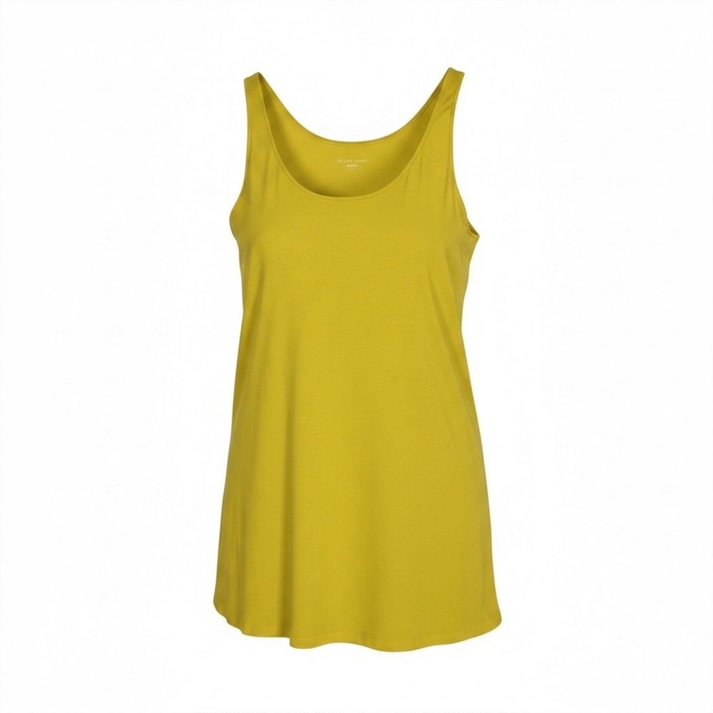 Eileen Fisher Tank Top M Yellow Organic Cotton Scoop Neck Minimalist Lagenlook
